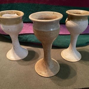 Vintage Handmade Kelly Small Mugs. Set Of 3